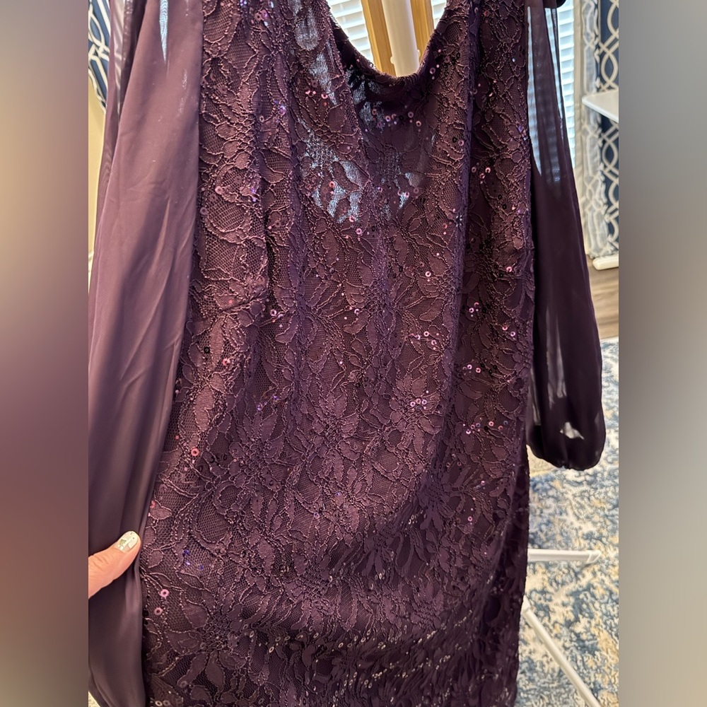 Deep Purple Lace Midi Bodycon/shift Dress